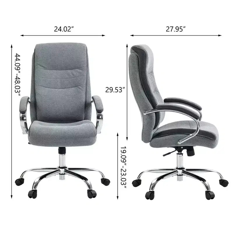 High Back Executive Office Chair with Adjustable Height & Fixed Arms