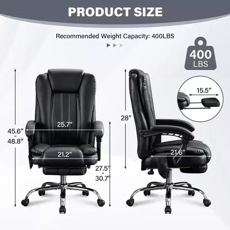 Massage Chair Boss Chair for Office, 360 Swivel Ergonomic Office Chair with Footrest, Recliner Computer Chair with Adjustable Height, Black