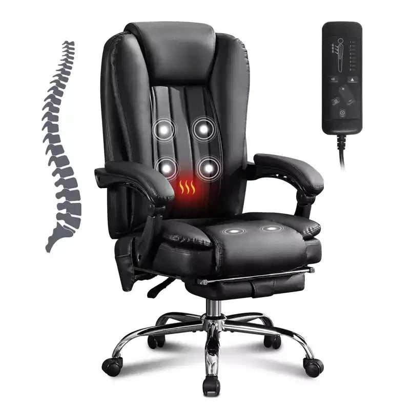 Massage Chair Boss Chair for Office, 360 Swivel Ergonomic Office Chair with Footrest, Recliner Computer Chair with Adjustable Height, Black