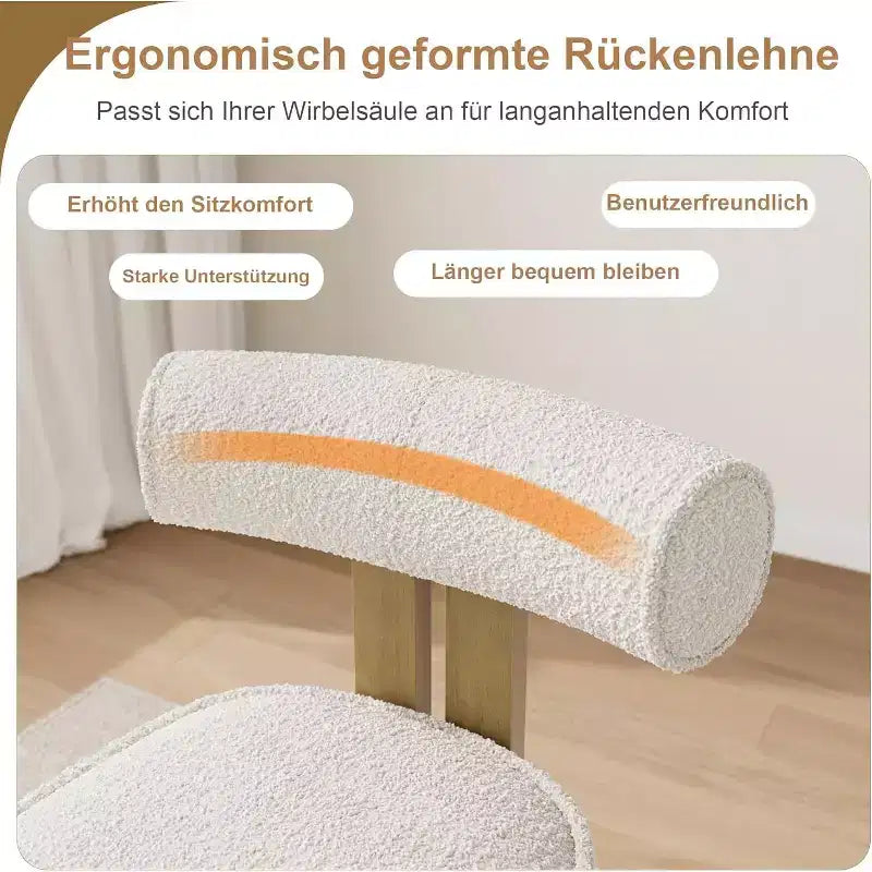 Boucle Dining Chairs, Upholstered Teddy Fabric Wood Legs Armless Side Chairs for Dining Room Living Room