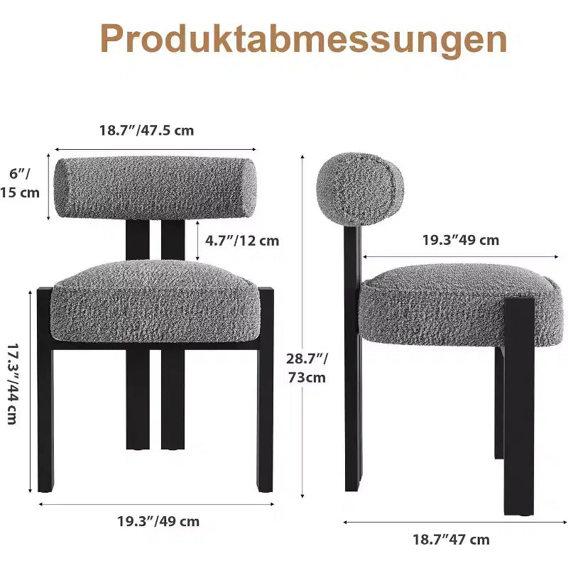 Boucle Dining Chairs, Upholstered Teddy Fabric Wood Legs Armless Side Chairs for Dining Room Living Room