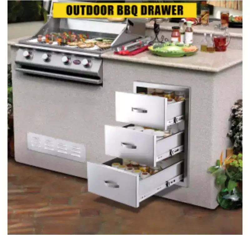 Stainless Steel 3-Drawer Cabinet with Ventilation Panels