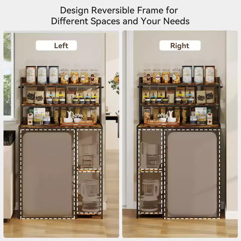 5-Tier Mini Fridge Stand with Storage Shelves and Power Outlet