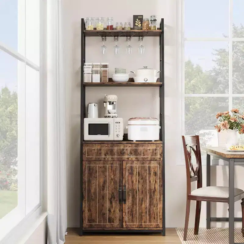 5-Tier Baker's Rack with Drawer and Cabinet