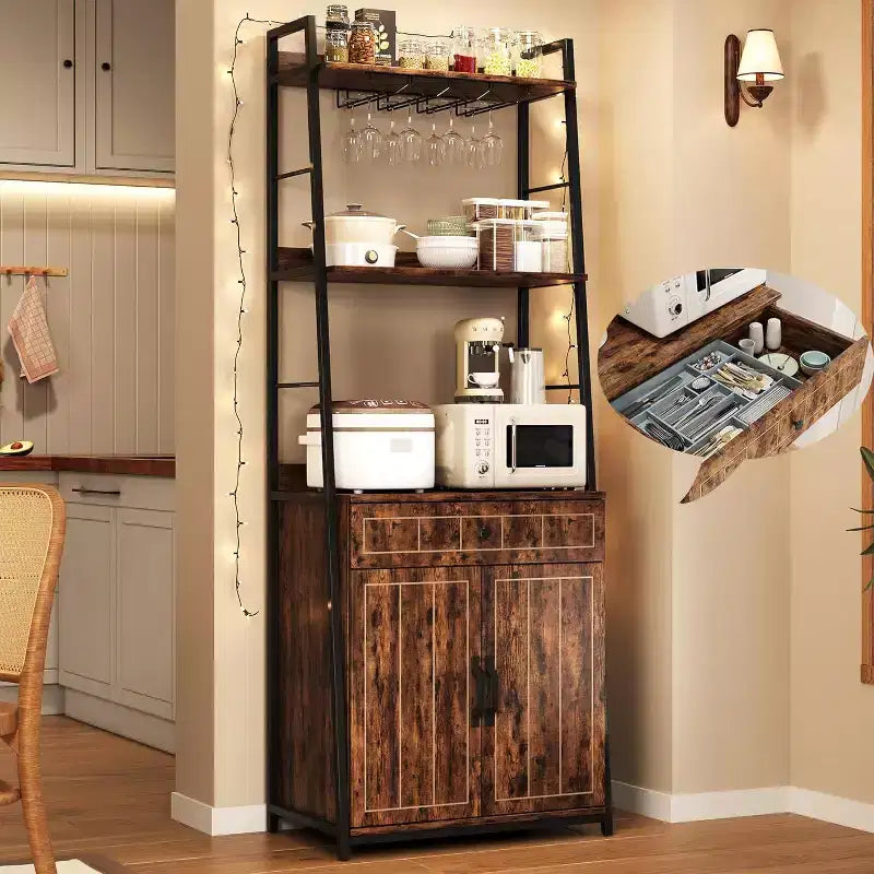 5-Tier Baker's Rack with Drawer and Cabinet