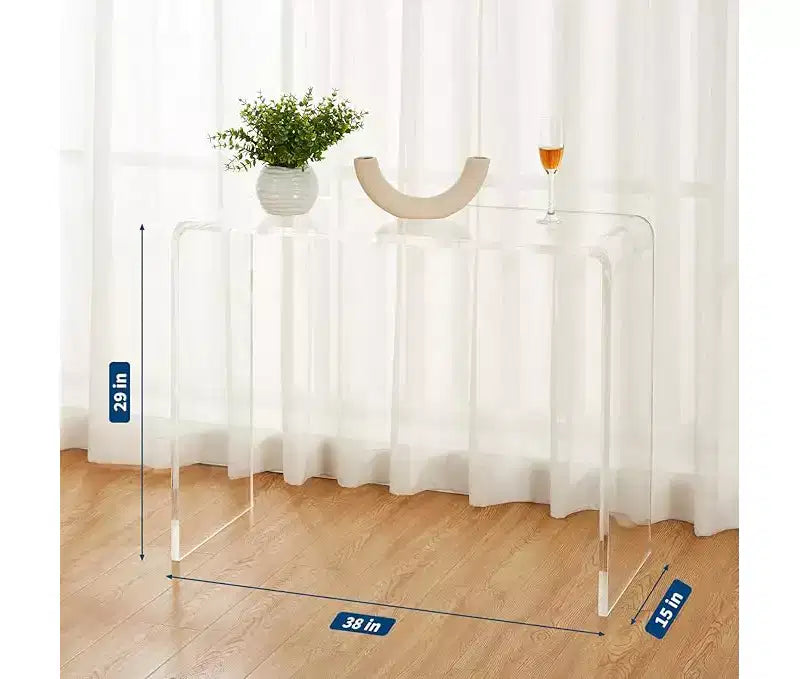 Clear Acrylic Console Table – Modern Narrow Side Table for Entryway, Living Room & Hallway (38×15×29 in)