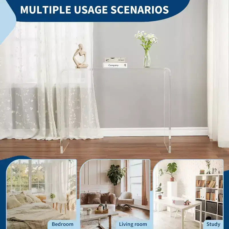 Clear Acrylic Console Table – Modern Narrow Side Table for Entryway, Living Room & Hallway (38×15×29 in)