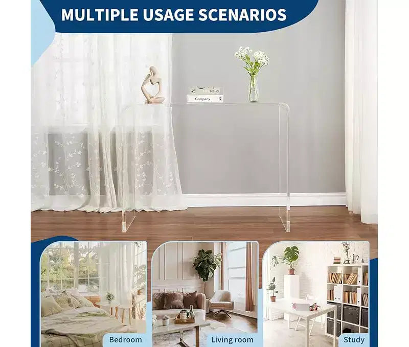 Clear Acrylic Console Table – Modern Narrow Side Table for Entryway, Living Room & Hallway (38×15×29 in)
