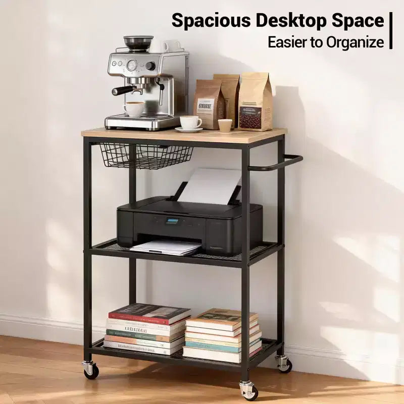 3-Tier Rolling Kitchen Cart with Lockable Wheels