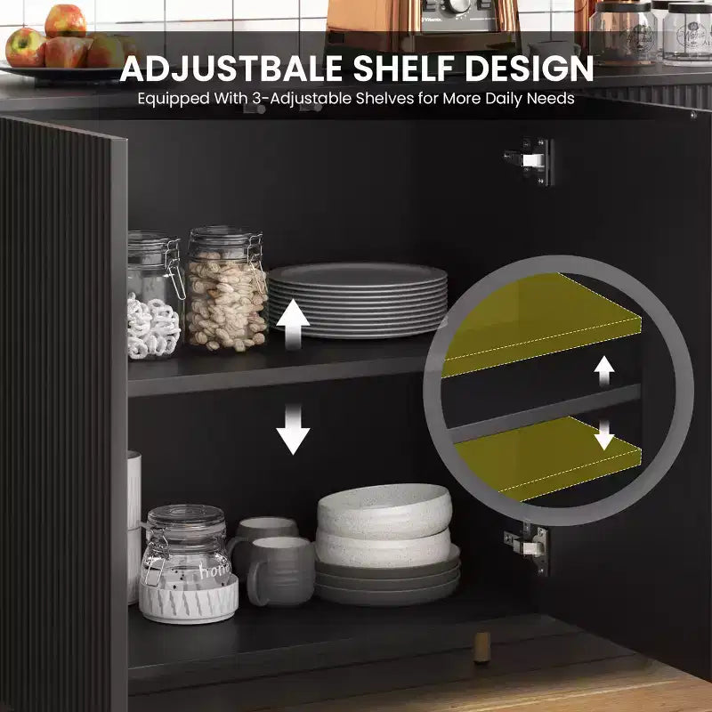 67" 4-Door Sideboard Cabinet Buffet with Adjustable Shelves