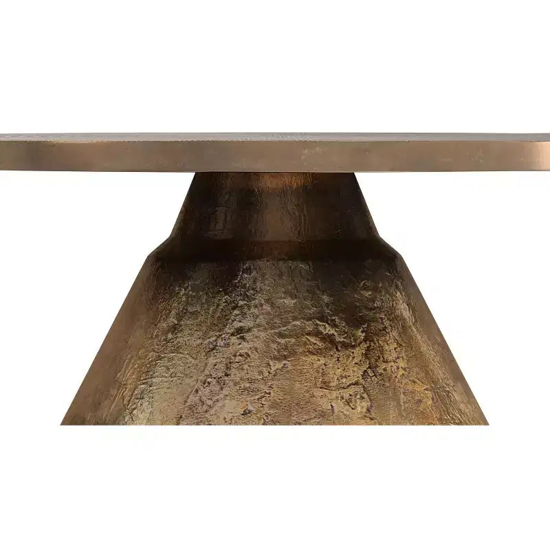 36 inch Wide Round Cast Aluminum Coffee Table in Vintage Brass, Fully Assembled