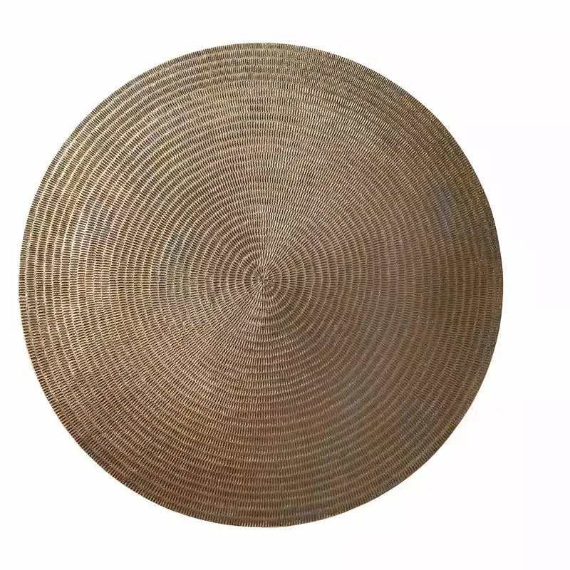 36 inch Wide Round Cast Aluminum Coffee Table in Vintage Brass, Fully Assembled