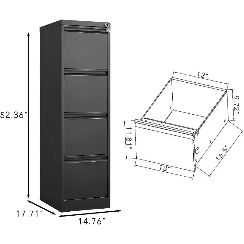 4 Drawer Locking File Cabinet for Home Office