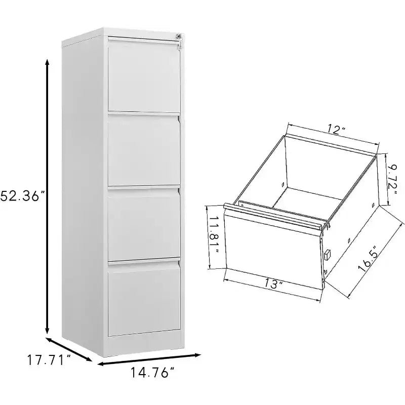 4 Drawer Locking File Cabinet for Home Office