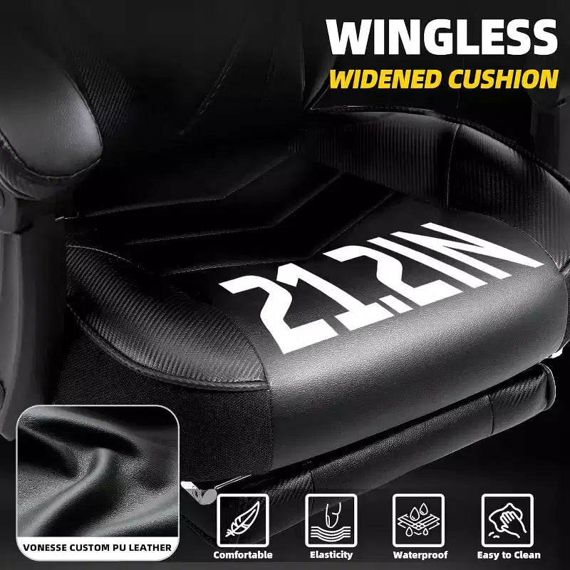 Luxury Gaming Chair High Back Office Chair with Footrest Massage Lumbar Support Reclining Computer Chair