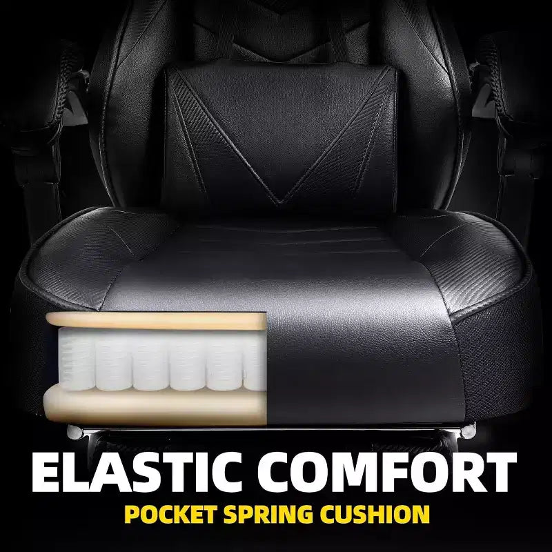 Luxury Gaming Chair High Back Office Chair with Footrest Massage Lumbar Support Reclining Computer Chair
