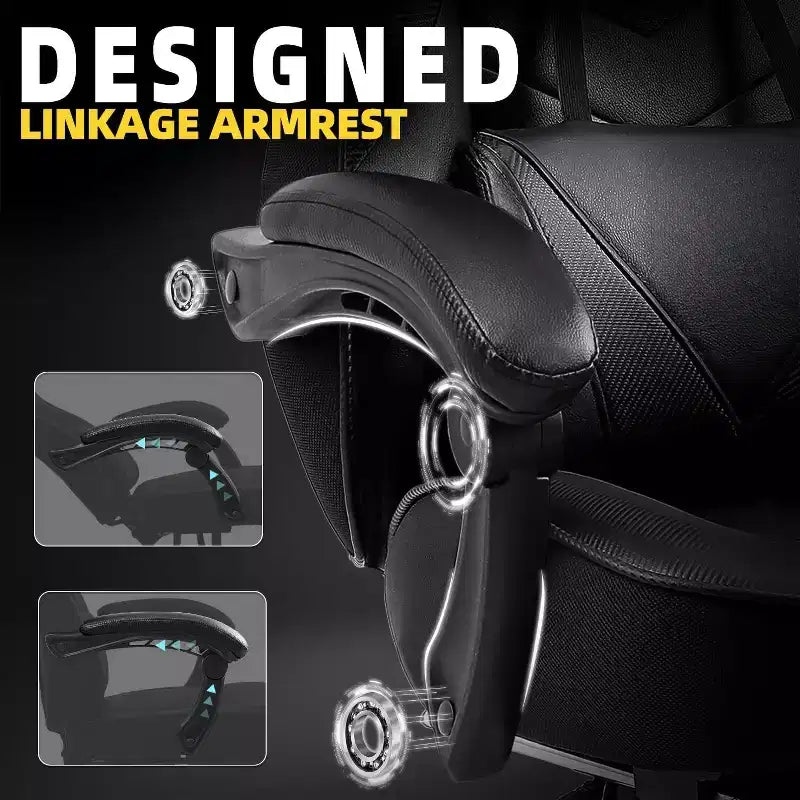 Luxury Gaming Chair High Back Office Chair with Footrest Massage Lumbar Support Reclining Computer Chair