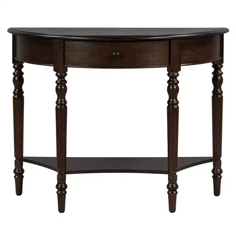 Half Moon Console Table with Drawer & Shelf