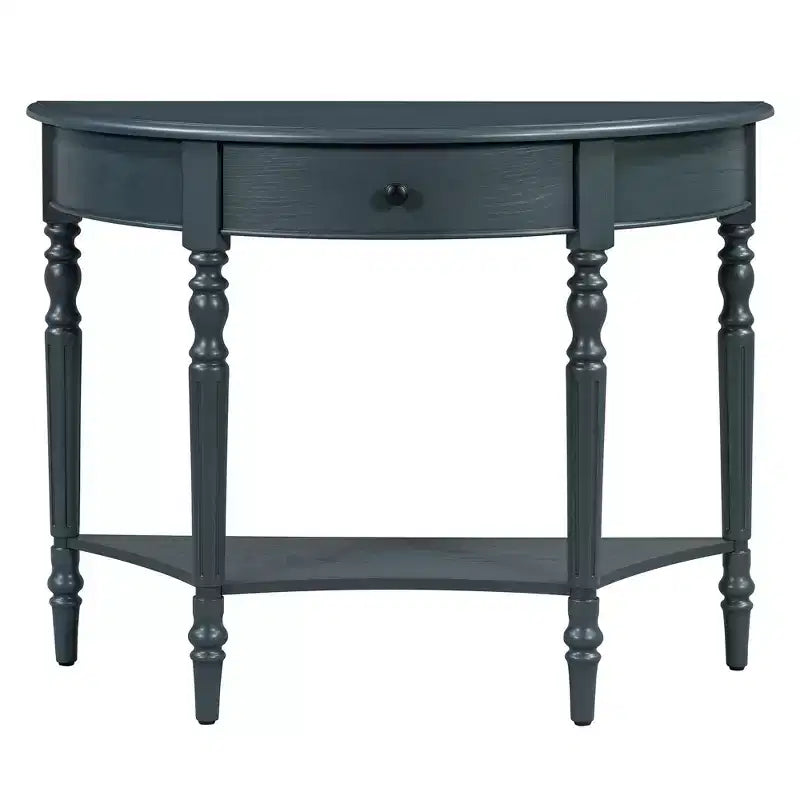 Half Moon Console Table with Drawer & Shelf
