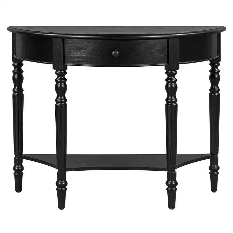 Half Moon Console Table with Drawer & Shelf