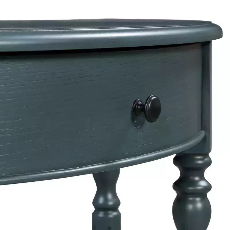 Half Moon Console Table with Drawer & Shelf
