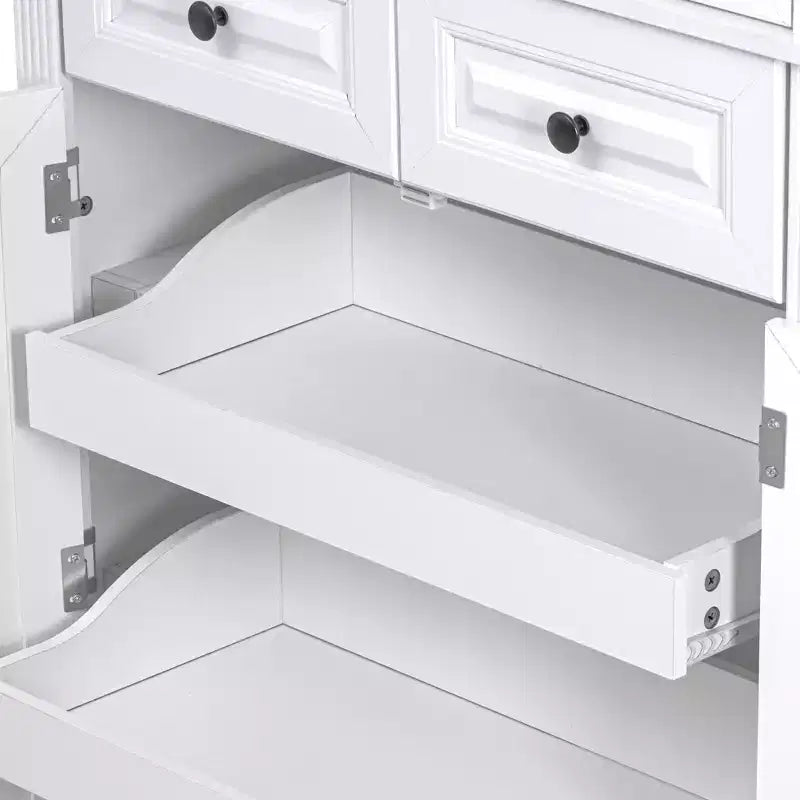 71" Kitchen Pantry Cabinet with 3 Pull-Out Organizers, 2 Drawers, 6 Door Shelves, Farmhouse Design