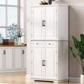 71" Kitchen Pantry Cabinet with 3 Pull-Out Organizers, 2 Drawers, 6 Door Shelves, Farmhouse Design