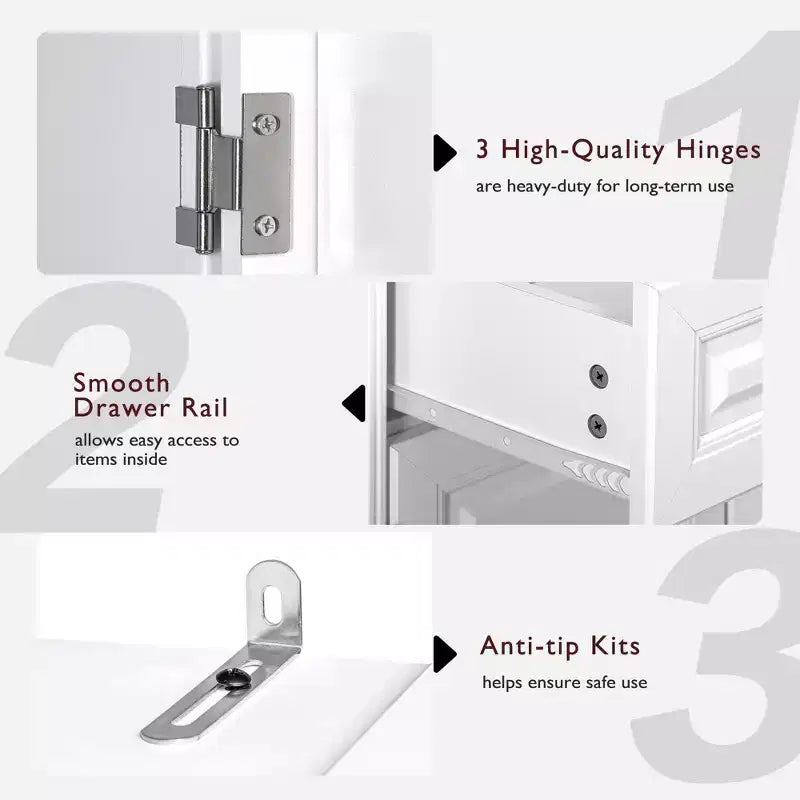 71" Kitchen Pantry Cabinet with 3 Pull-Out Organizers, 2 Drawers, 6 Door Shelves, Farmhouse Design