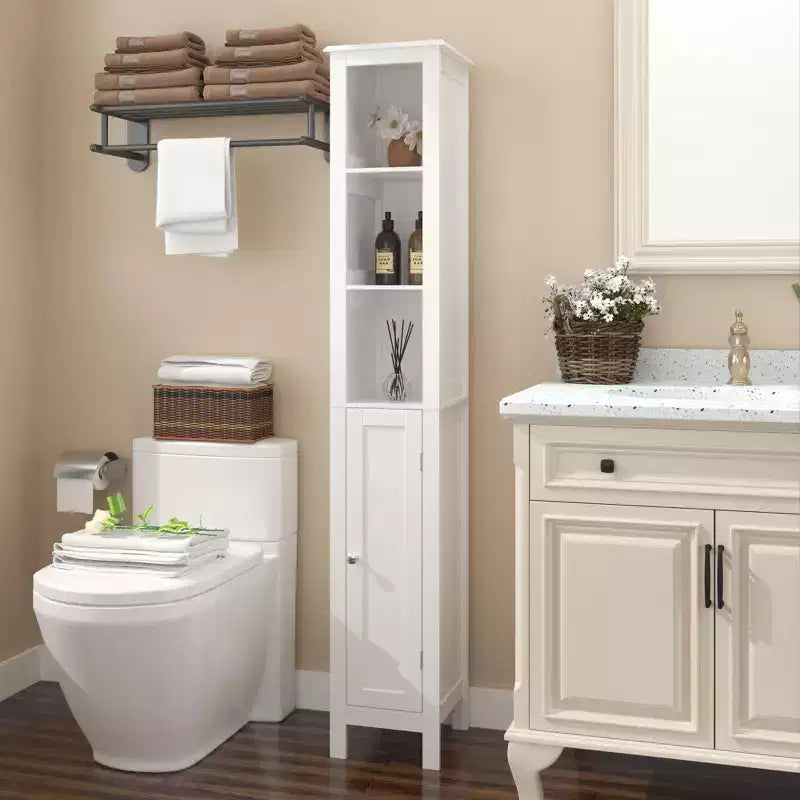 66.92 in Slim Tall Bathroom Cabinet with Adjustable Shelves and 1 Door