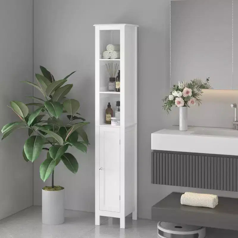 66.92 in Slim Tall Bathroom Cabinet with Adjustable Shelves and 1 Door