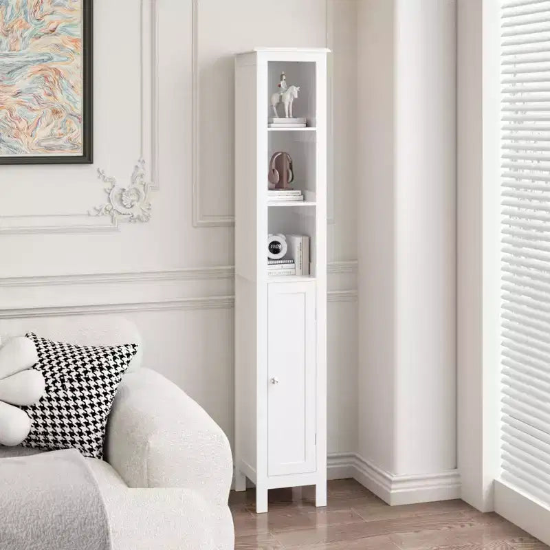 66.92 in Slim Tall Bathroom Cabinet with Adjustable Shelves and 1 Door