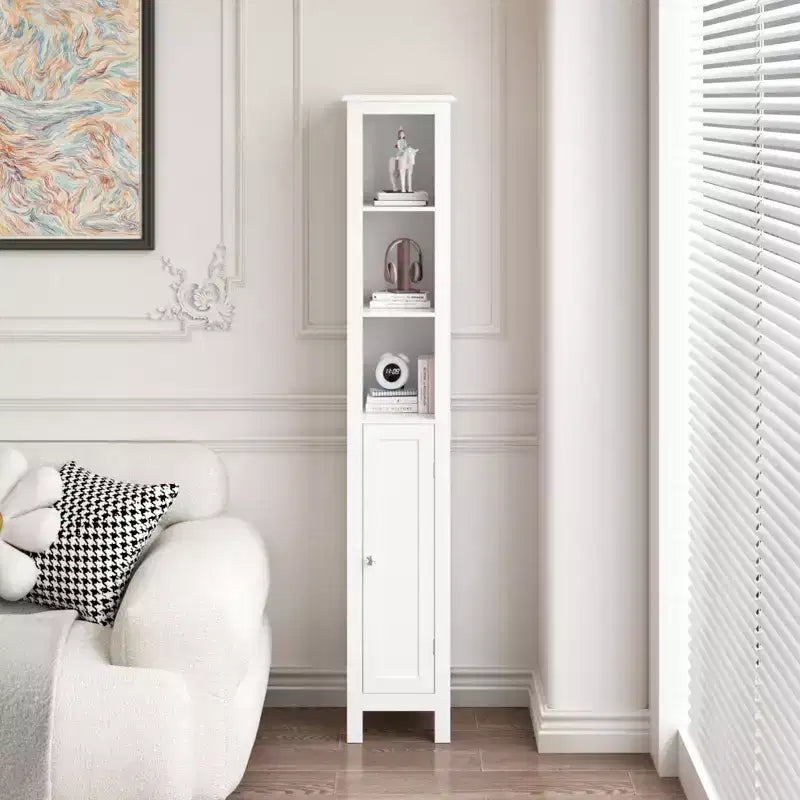 66.92 in Slim Tall Bathroom Cabinet with Adjustable Shelves and 1 Door