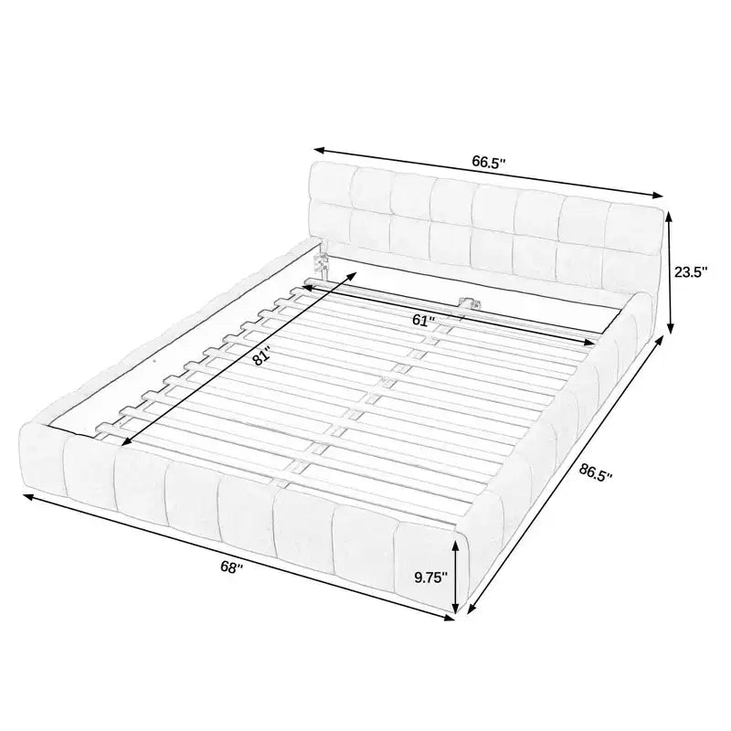 Queen Size Upholstered Bed Frame with Thick Fabric & Headboard, Solid Frame for Bedroom, Pink