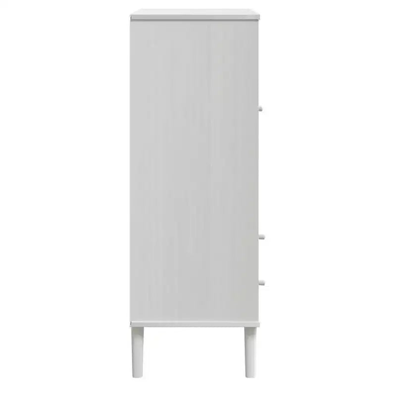 Highboard Tall Storage Side Cabinet Rattan Look Solid Wood Pine