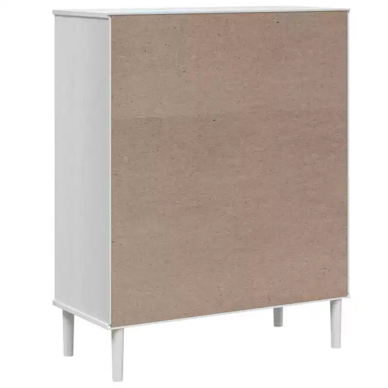Highboard Tall Storage Side Cabinet Rattan Look Solid Wood Pine