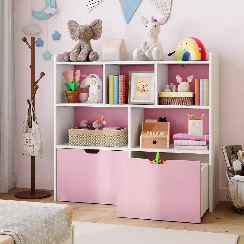 Kids Toy Storage Organizer with Bookshelf and Drawers