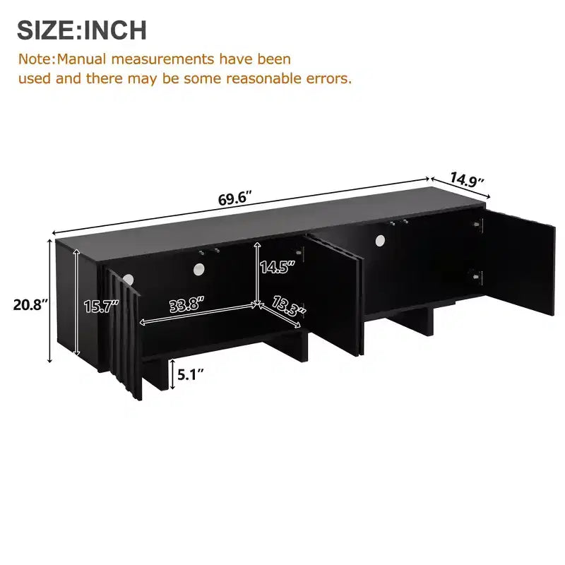 Retro Wood Grain TV Stand with Corrugated Doors, Fits TVs up to 75", Country-Style Media Console with Ample Storage