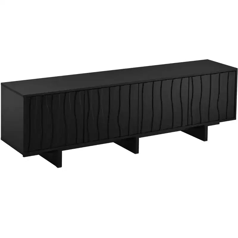 Retro Wood Grain TV Stand with Corrugated Doors, Fits TVs up to 75", Country-Style Media Console with Ample Storage