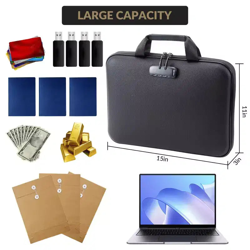 Fireproof Document Box with Lock – Waterproof Hard Case File Organizer