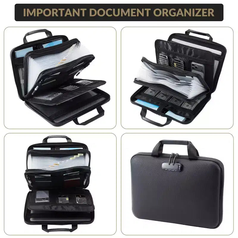 Fireproof Document Box with Lock – Waterproof Hard Case File Organizer