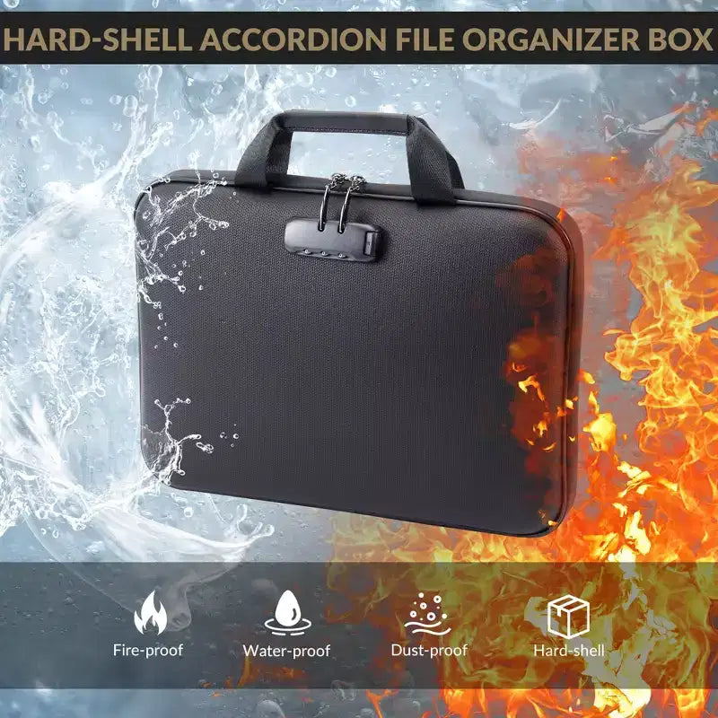 Fireproof Document Box with Lock – Waterproof Hard Case File Organizer