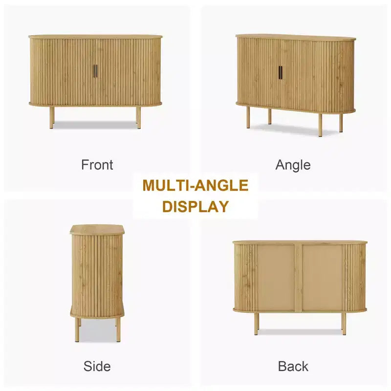 Mid-Century Modern Sideboard Cabinet with Sliding Doors, 47" Accent Storage Buffet