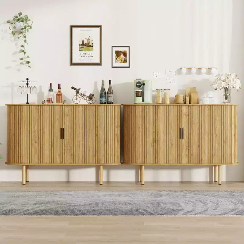 Mid-Century Modern Sideboard Cabinet with Sliding Doors, 47" Accent Storage Buffet