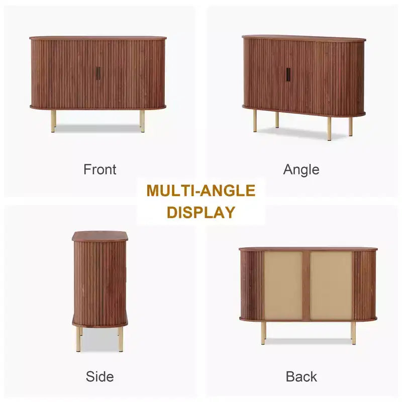 Mid-Century Modern Sideboard Cabinet with Sliding Doors, 47" Accent Storage Buffet