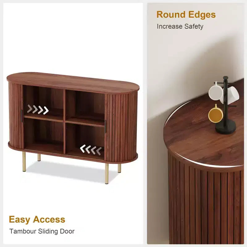 Mid-Century Modern Sideboard Cabinet with Sliding Doors, 47" Accent Storage Buffet