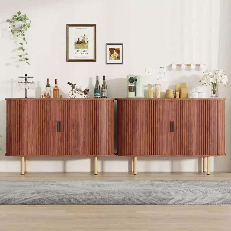 Mid-Century Modern Sideboard Cabinet with Sliding Doors, 47" Accent Storage Buffet