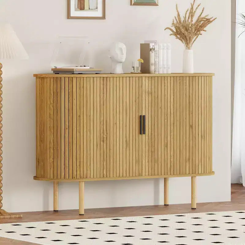 Mid-Century Modern Sideboard Cabinet with Sliding Doors, 47" Accent Storage Buffet