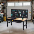 60 Inch Garage Workbench with Pegboard, Drawers & Power Outlets