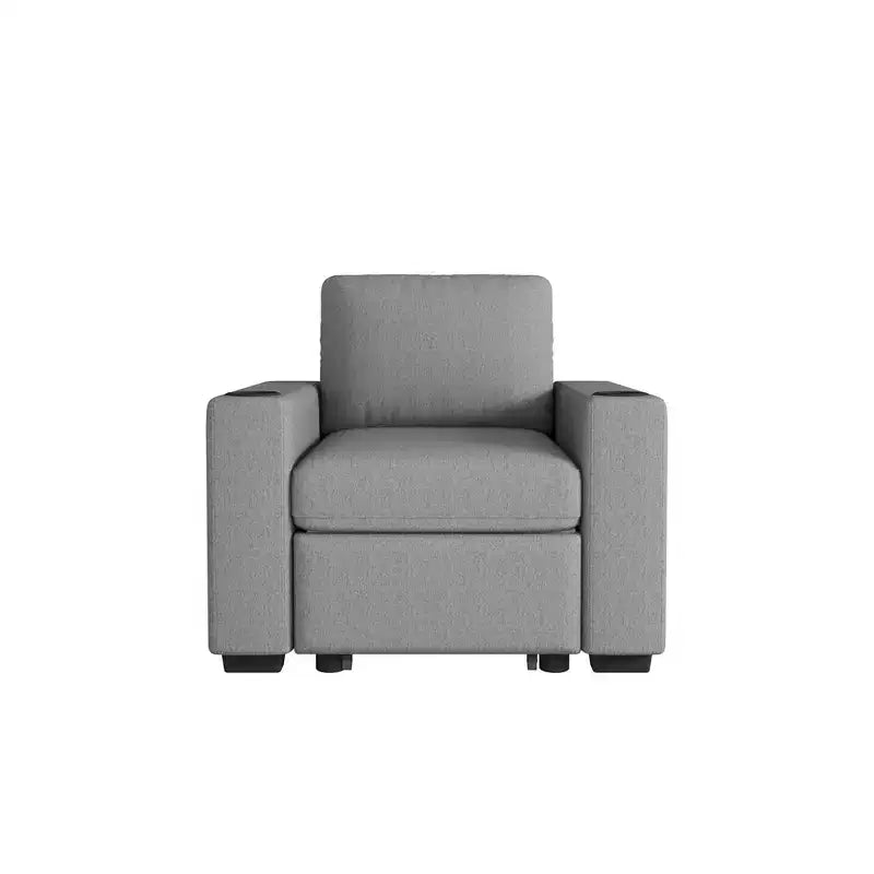 35.4" Modern Pull-Out Sofa Bed Single Sofa Chair for Living Room, Gray