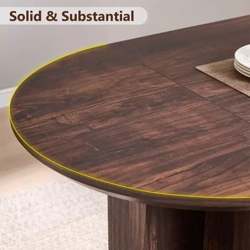 63 Oval Dining Table for 6-8, Modern T-Base, Scratch-Resistant Wood Grain Surface for Dining Room, Kitchen & Living Room